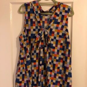 ModCloth tie neck checkered top